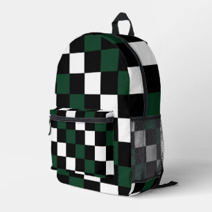 Green White Chequerboard    Printed Backpack