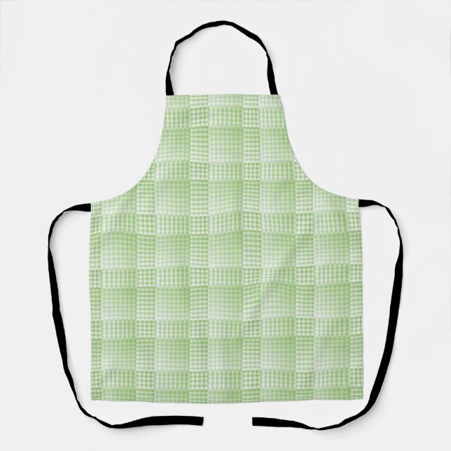 Green White Chequered Abstract Pattern Apron (Front)