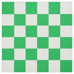 Green White Chequered Check Pattern Fabric