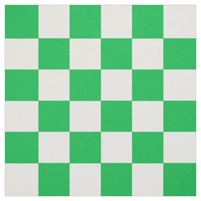 Green White Chequered Check Pattern Fabric (Swatch)
