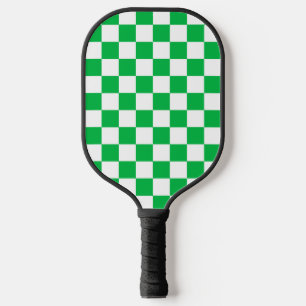 Green White Chequered Check Pattern Pickleball Paddle