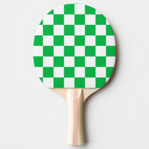 Green White Chequered Check Pattern Ping Pong Paddle