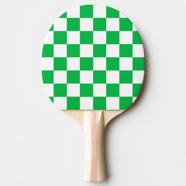 Green White Chequered Check Pattern Ping Pong Paddle (Front)