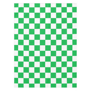 Green White Chequered Check Pattern Tablecloth
