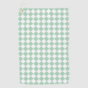 Green White Chequered Diamond Pattern Golf Towel