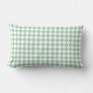 Green White Chequered Diamond Pattern  Lumbar Pillow