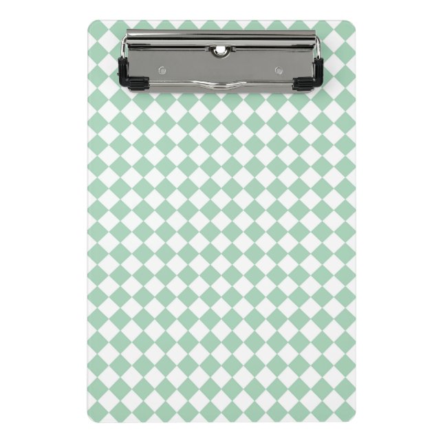 Green White Chequered Diamond Pattern  Mini Clipboard (Front)