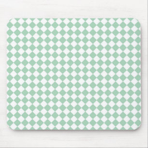 Green White Chequered Diamond Pattern Mouse Pad