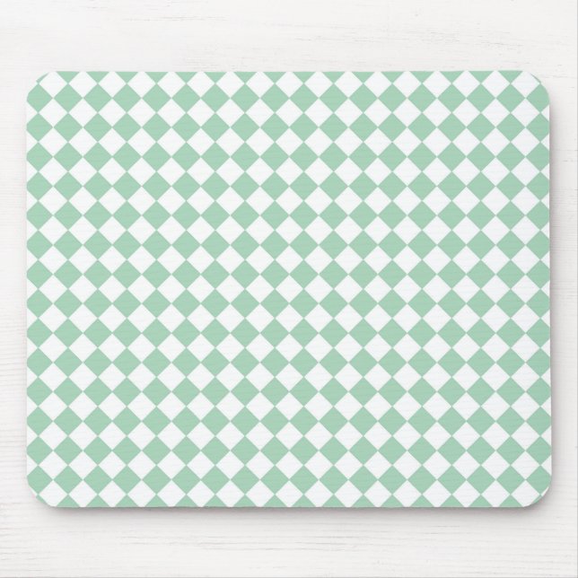 Green White Chequered Diamond Pattern  Mouse Pad (Front)