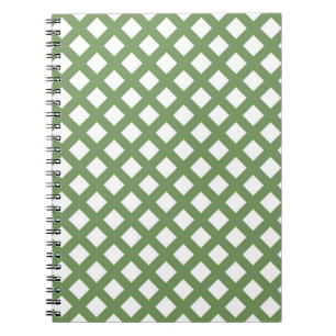 Green White Chequered Diamond Pattern Notebook