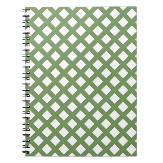 Green White Chequered Diamond Pattern Notebook (Front)