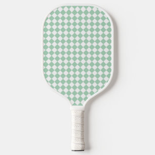 Green White Chequered Diamond Pattern Pickleball Paddle