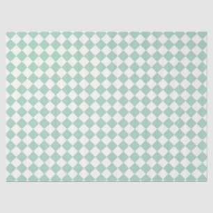 Green White Chequered Diamond Pattern Tissue Paper