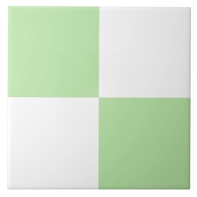 Green White Chequered Pattern Tile (Front)