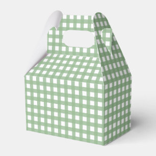 Green & White Chequered Plaid Gable Favour Gift Bo Favor Box