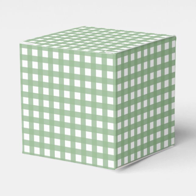 Green & White Chequered Plaid Party Favour Gift Bo Favor Box (Front Side)