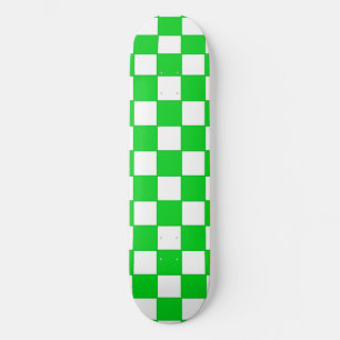 Green & White Chequered Skateboard Deck