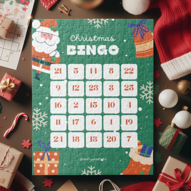 Green White Christmas Bingo Jigsaw Puzzle (Creator Uploaded)
