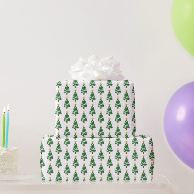 Green White Christmas Tree Pattern Wrapping Paper (Party Gifts)