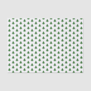 Green/White Christmas Tree Picture Font Pattern Tissue Paper