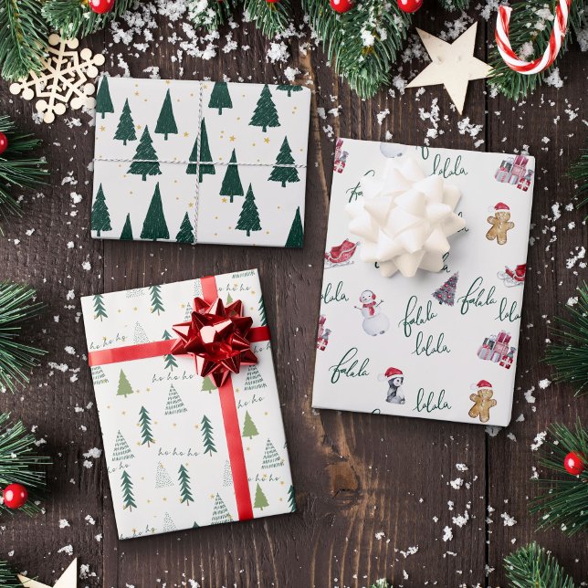 Green White Christmas Tree Wrapping Paper Sheets (Creator Uploaded)