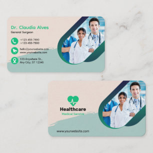 Green White Creative Modern Medical Business Card
