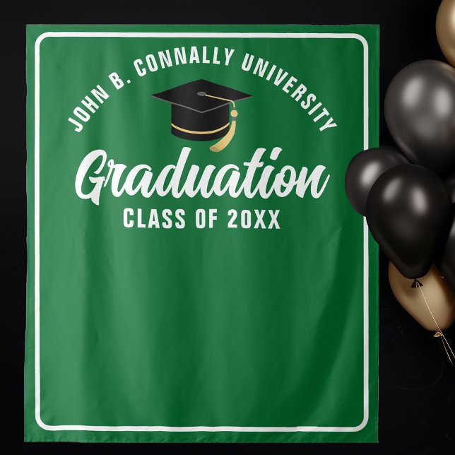Green White Custom Graduation Party Photo Booth Tapestry (Creator Uploaded)