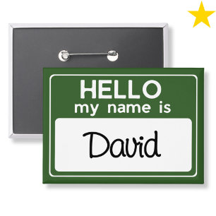 Green White Custom Name Hello My Name Is