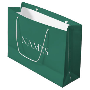 Green & White Custom Name Large Gift Bag