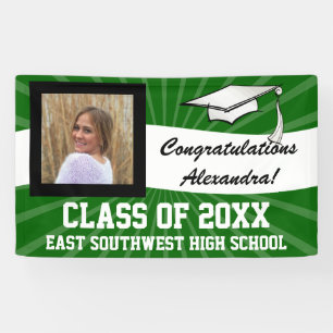Green White Custom Photo Graduation Sign