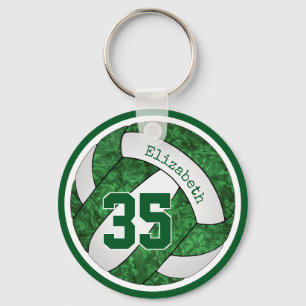 green white custom team colours girly volleyball keychain