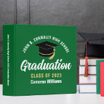 Green White Customizable Graduation Keepsake Binder<br><div class="desc">This modern green and white custom senior graduation photo album features your high school or college name for the class of 2025. Customize with your graduating year under the chic handwritten script and black grad cap for a great personalized graduate binder keepsake gift. Fill with your photos or memorabilia.</div>