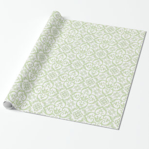 Green & White Damask Gift Wrap