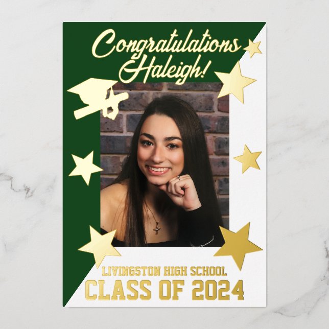 Green & White, Diagonal Graduation Gold (Front)