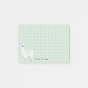 Green & White Dot Llama Say Something Note