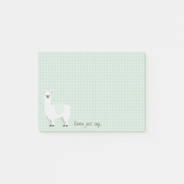 Green & White Dot Llama Say Something Post-it Notes (Front)