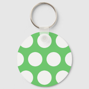Green & White Dots Keychain