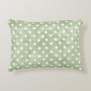 Green White Dots Stripes Accent Pillow