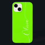 Green White Elegant Calligraphy Script Name Case-Mate iPhone 14 Case<br><div class="desc">Green White Elegant Calligraphy Script Custom Personalized Name iPhone 14 Smart Phone Cases features a modern and trendy simple and stylish design with your personalized name in elegant hand written calligraphy script typography on a green background. Designed by ©Evco Studio www.zazzle.com/store/evcostudio</div>