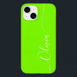 Green White Elegant Calligraphy Script Name Case-Mate iPhone 14 Case<br><div class="desc">Green White Elegant Calligraphy Script Custom Personalized Name iPhone 14 Smart Phone Cases features a modern and trendy simple and stylish design with your personalized name in elegant hand written calligraphy script typography on a green background. Designed by ©Evco Studio www.zazzle.com/store/evcostudio</div>