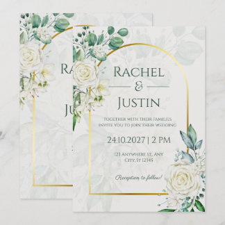 Green White Elegant Wedding Invitation