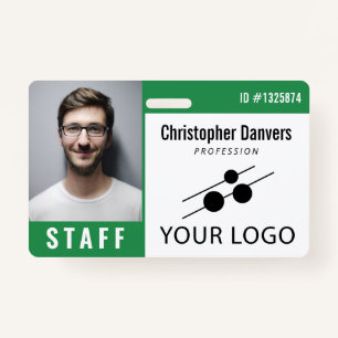 Green White Employee ID Photo & Large Logo Badge