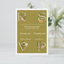Green & White Floral Decorative RSVP Wedding