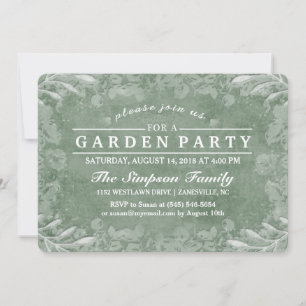 Green & White Floral Garden Party Invitation