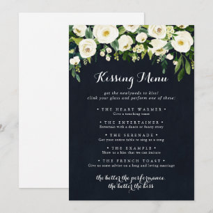 Green White Floral Mariage Kissing Menu Carte de j