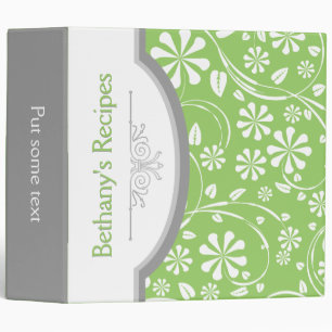 Green, white floral pattern with frame recipe binder