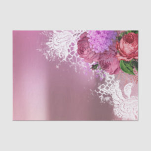 Green White Flower Pink Peony Grey Lilac Floral Tissue Paper