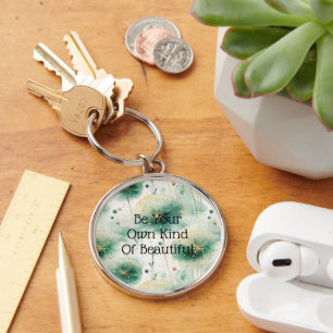 Green White Flowers Keychain