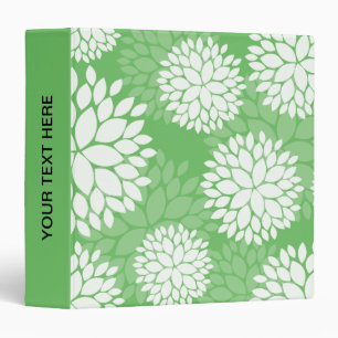 Green White Flowers Monogram Binder