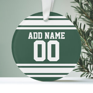 Green White Football Jersey Custom Name Number Ornament
